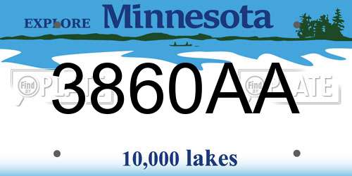 3860AA Minnesota License Plate