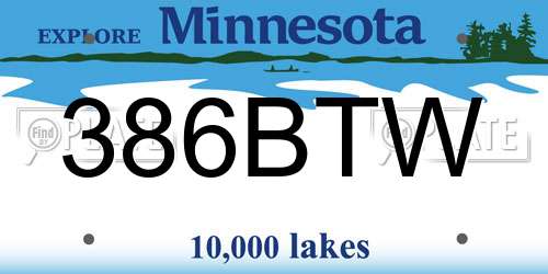 386BTW Minnesota License Plate