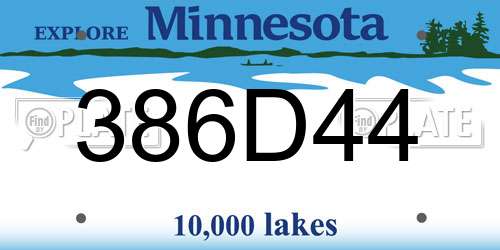386D44 Minnesota License Plate