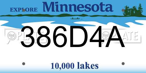 386D4A Minnesota License Plate
