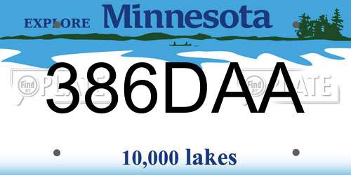 386DAA Minnesota License Plate