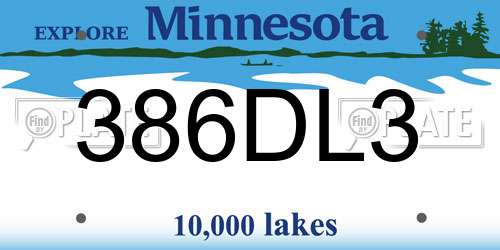 386DL3 Minnesota License Plate
