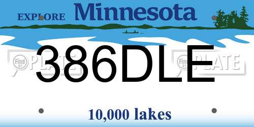 386DLE Minnesota License Plate