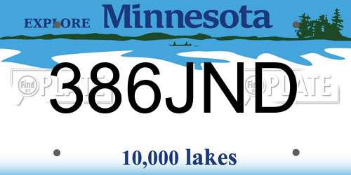 386JND Minnesota License Plate
