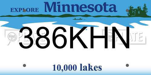 386KHN Minnesota License Plate