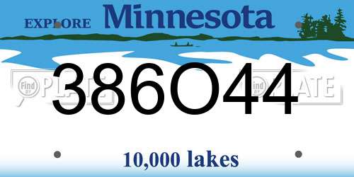 386O44 Minnesota License Plate