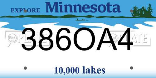 386OA4 Minnesota License Plate