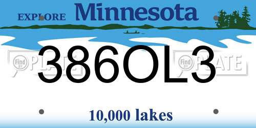 386OL3 Minnesota License Plate