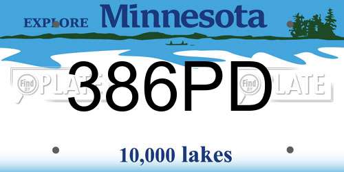 386PD Minnesota License Plate