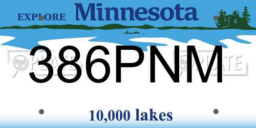 386PNM Minnesota License Plate