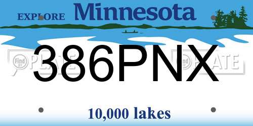 386PNX Minnesota License Plate