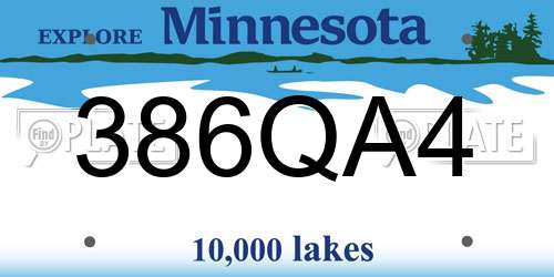 386QA4 Minnesota License Plate