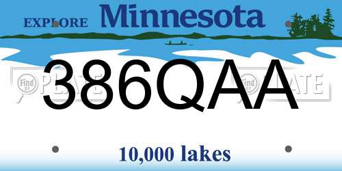 386QAA Minnesota License Plate