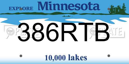 386RTB Minnesota License Plate