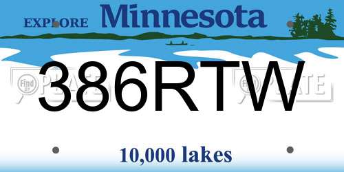 386RTW Minnesota License Plate