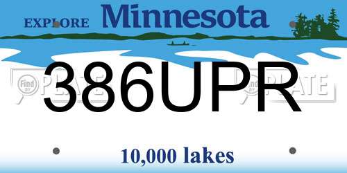 386UPR Minnesota License Plate