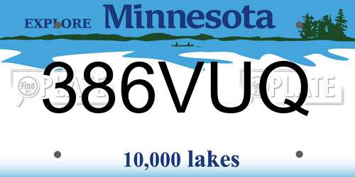 386VUQ Minnesota License Plate