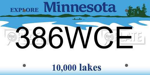 386WCE Minnesota License Plate