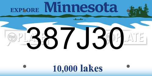 387J30 Minnesota License Plate