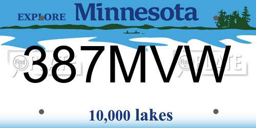 387MVW Minnesota License Plate