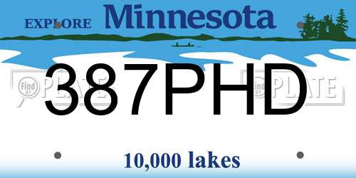387PHD Minnesota License Plate