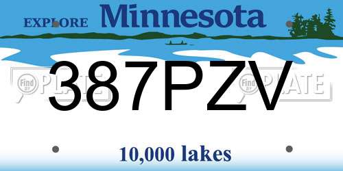 387PZV Minnesota License Plate