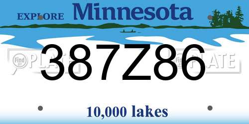 387Z86 Minnesota License Plate