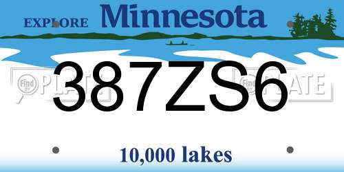 387ZS6 Minnesota License Plate