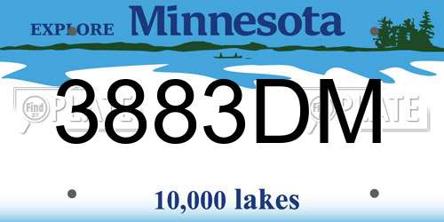 3883DM Minnesota License Plate