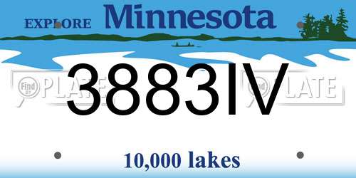 3883IV Minnesota License Plate