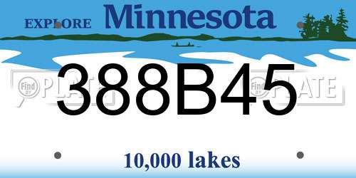 388B45 Minnesota License Plate