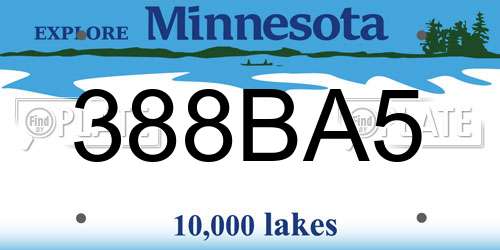 388BA5 Minnesota License Plate