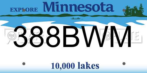 388BWM Minnesota License Plate