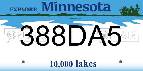 388DA5 Minnesota License Plate