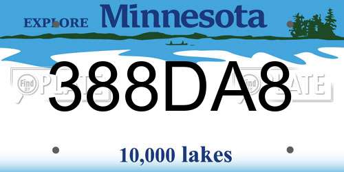 388DA8 Minnesota License Plate