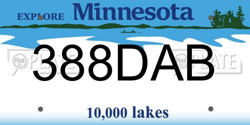 388DAB Minnesota License Plate