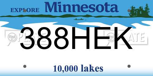 388HEK Minnesota License Plate