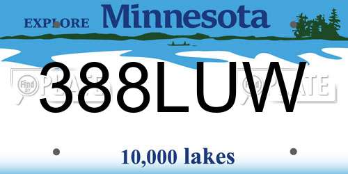 388LUW Minnesota License Plate