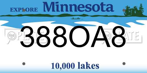 388OA8 Minnesota License Plate