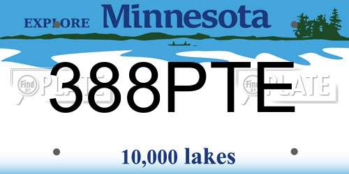 388PTE Minnesota License Plate