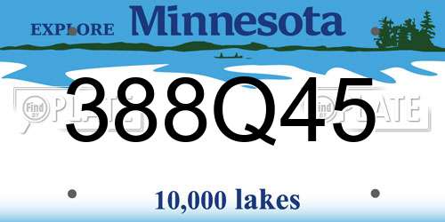 388Q45 Minnesota License Plate
