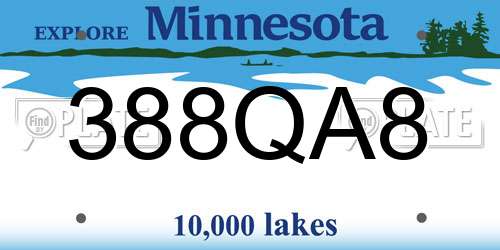 388QA8 Minnesota License Plate
