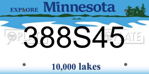 388S45 Minnesota License Plate
