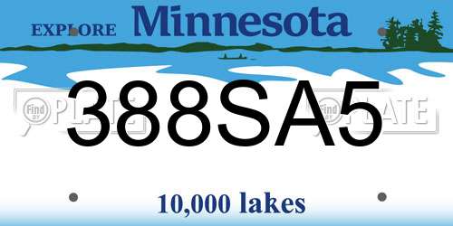 388SA5 Minnesota License Plate