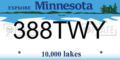 388TWY Minnesota License Plate