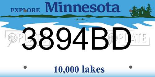 3894BD Minnesota License Plate