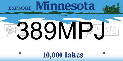 389MPJ Minnesota License Plate