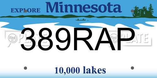 389RAP Minnesota License Plate