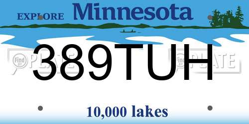 389TUH Minnesota License Plate
