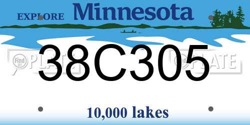 38C305 Minnesota License Plate